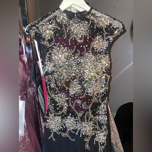 Mac Duggal studded gown, completely backless. This dress is stunning.